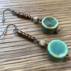 Artisan Ceramic Bead Dangle Earrings